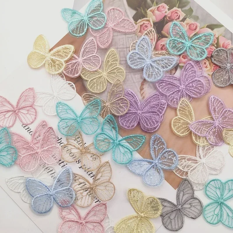 Sewing Tas - 20Pcs/lot 4.5*3.5cm Embroidered Mesh Butterfly Cloth