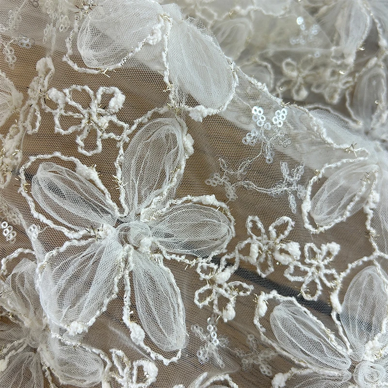 3D Embroidered Sequin Mesh Fab - Textile Sewing Techniques review and price