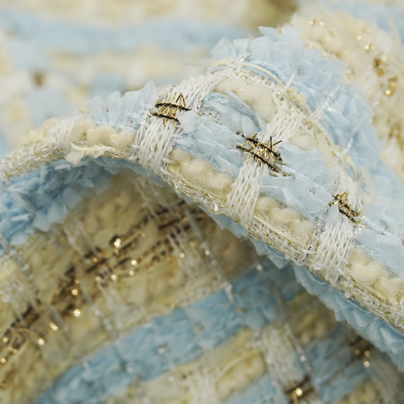 Light Blue Beige Plaid Bouclé  - Sewing Tweed review and price