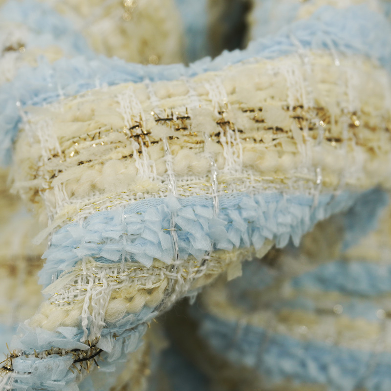 Light Blue Beige Plaid Bouclé  - Sewing Tweed review and price