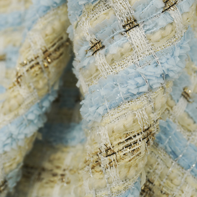 Light Blue Beige Plaid Bouclé  - Sewing Tweed review and price