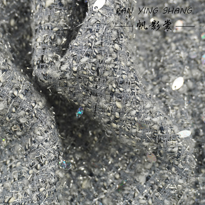 2025 Fashion Gray Sequins Wool - Sewing Tweed review and price