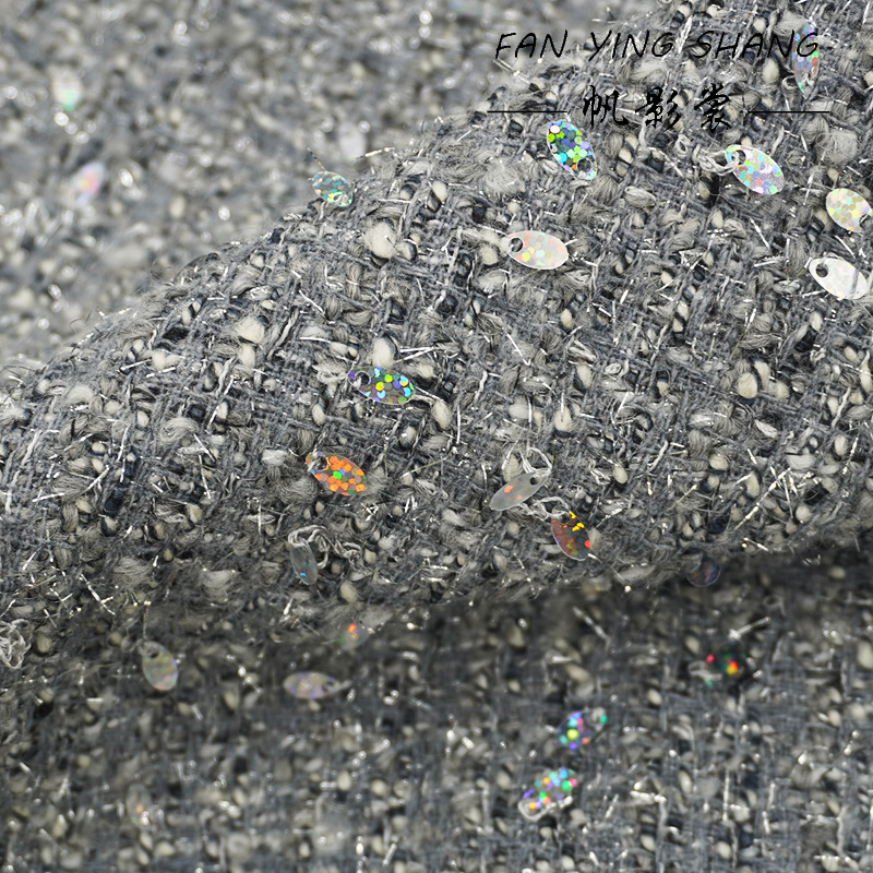 2025 Fashion Gray Sequins Wool - Sewing Tweed review and price